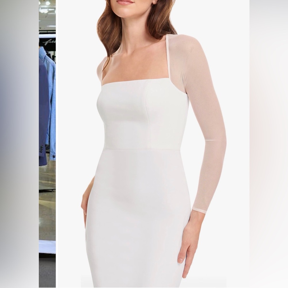 White Nordstroms Maxine Long Sleeve Midi Dress